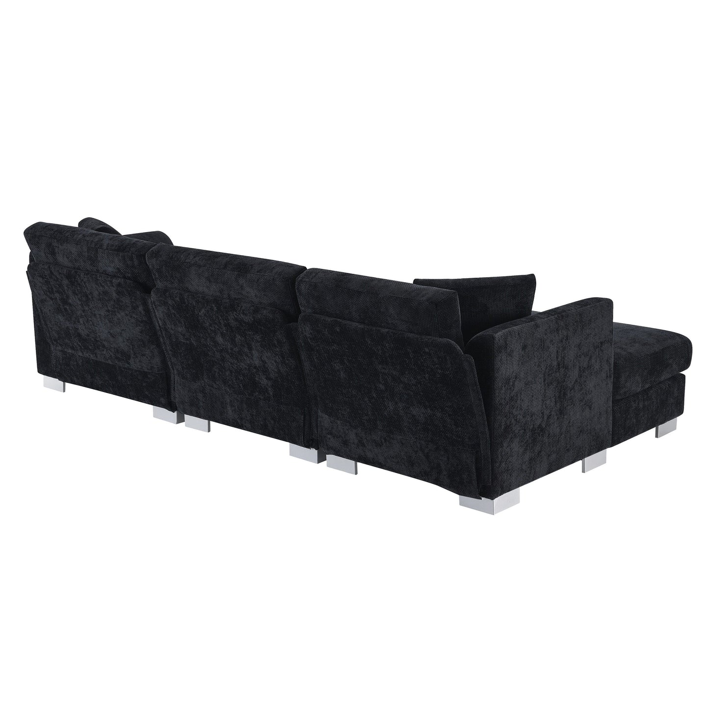 Canapé d'angle Cloud, ensemble de canapé de luxe en forme de L avec 2 coussins gratuits, meuble d'intérieur en chenille 4 places avec chaise longue surdimensionnée