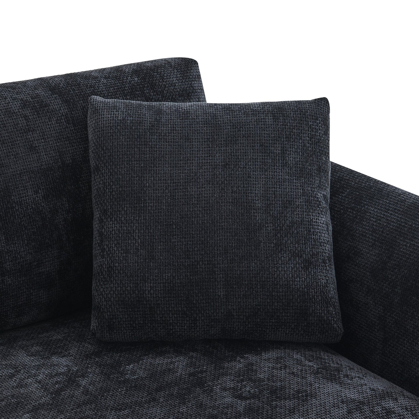 Canapé d'angle Cloud, ensemble de canapé de luxe en forme de L avec 2 coussins gratuits, meuble d'intérieur en chenille 4 places avec chaise longue surdimensionnée