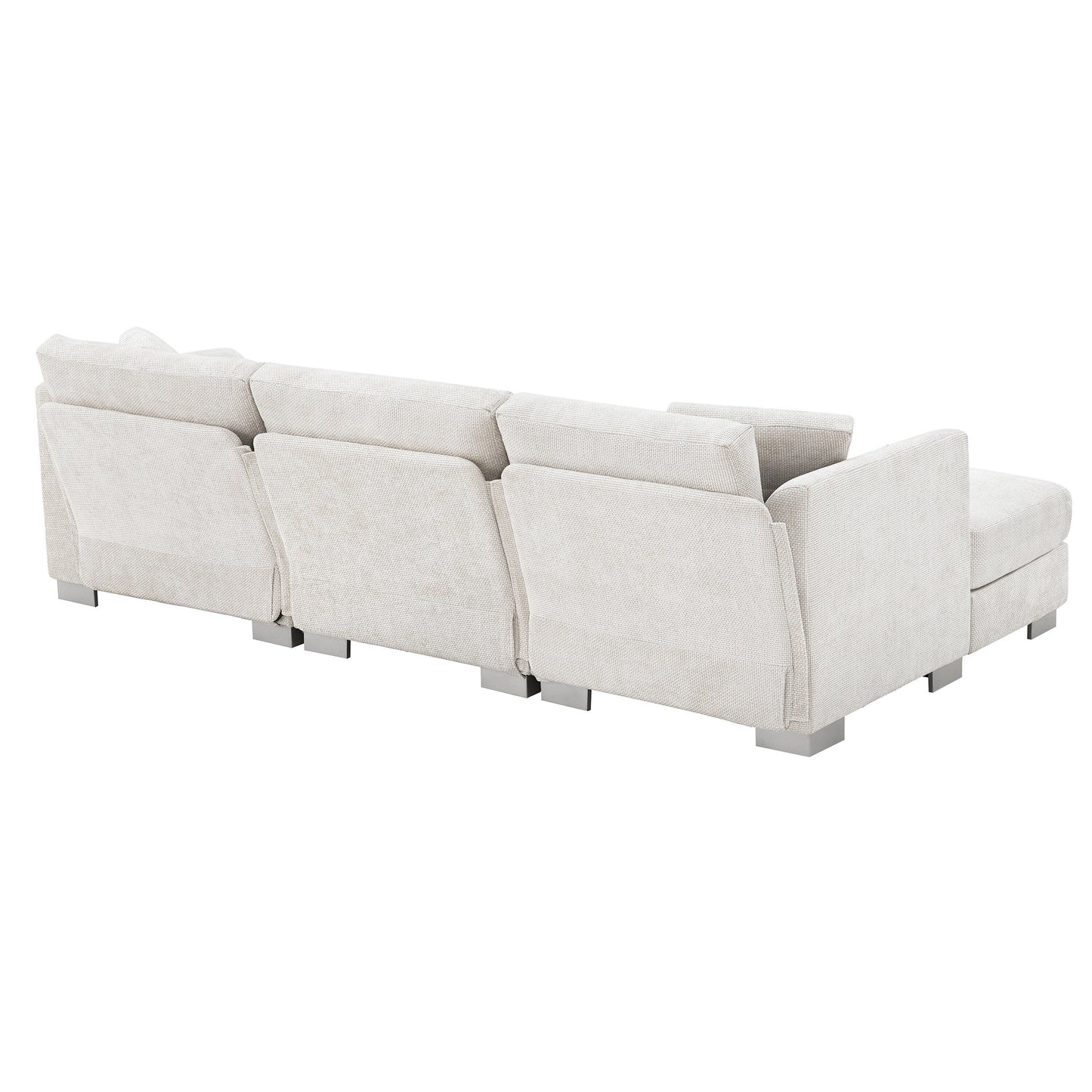 Canapé d'angle Cloud, ensemble de canapé de luxe en forme de L avec 2 coussins gratuits, meuble d'intérieur en chenille 4 places avec chaise longue surdimensionnée