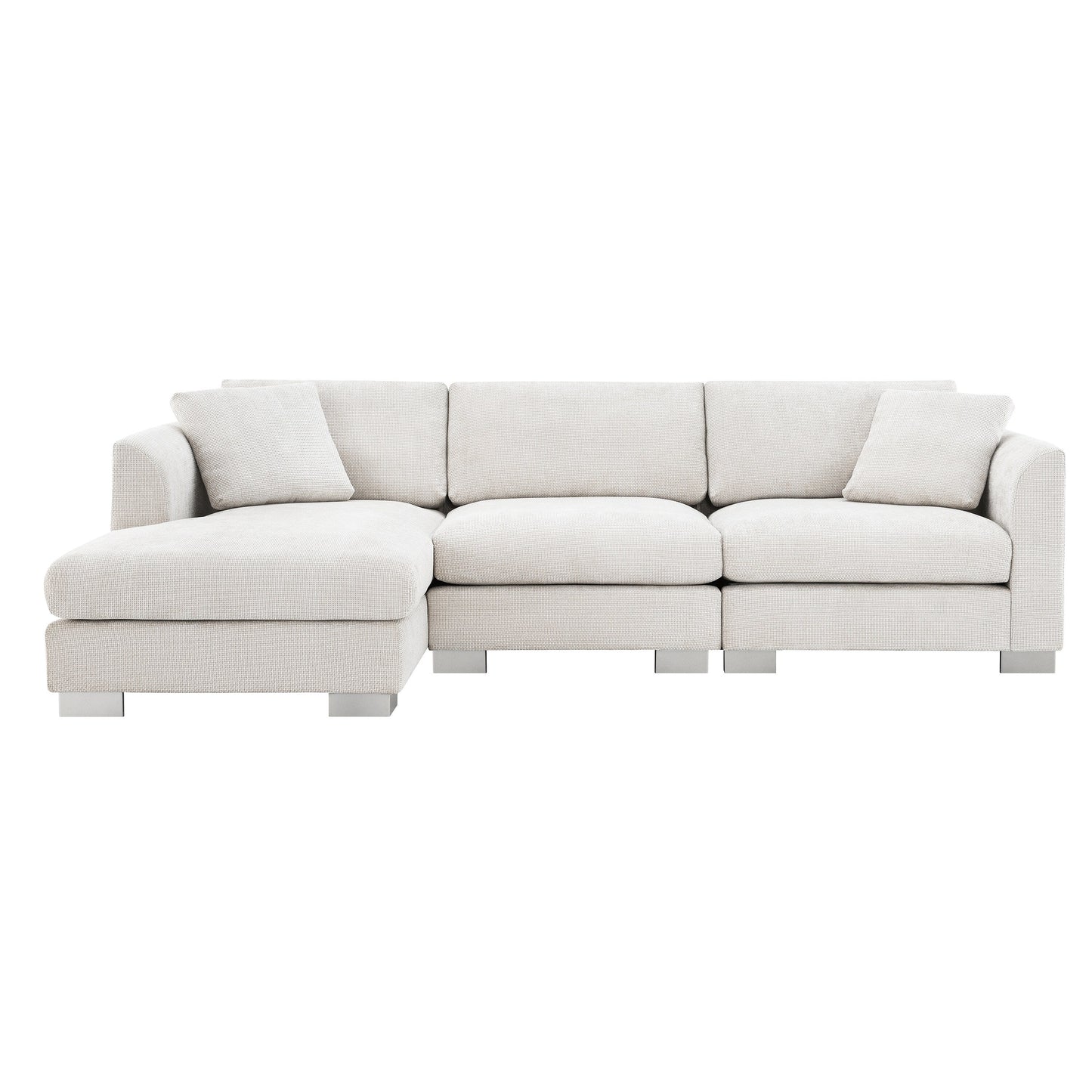 Canapé d'angle Cloud, ensemble de canapé de luxe en forme de L avec 2 coussins gratuits, meuble d'intérieur en chenille 4 places avec chaise longue surdimensionnée