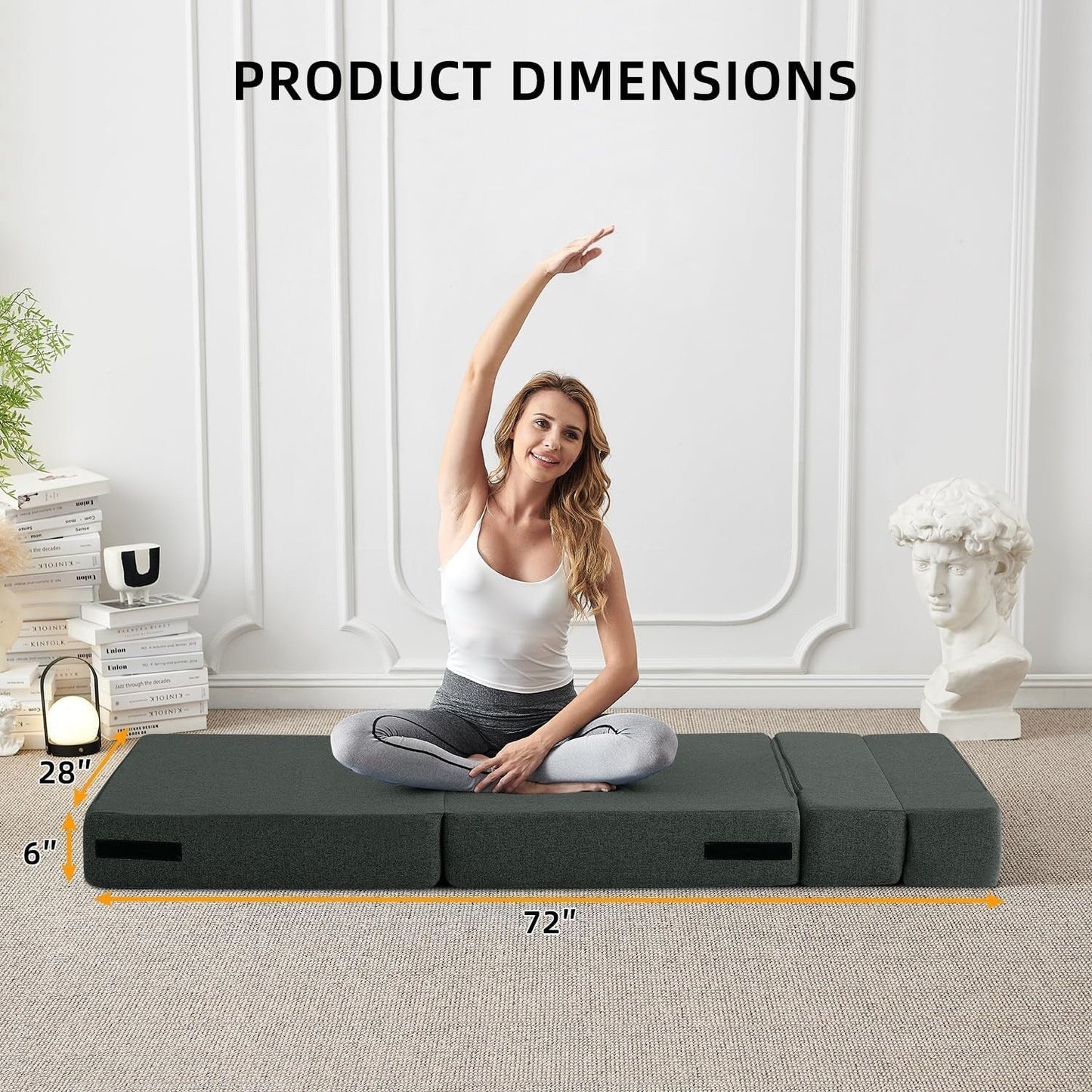 Canapé-lit convertible et pliable - Fauteuil-lit moderne en lin avec coussin et matelas pliable pour salon/chambre d'étudiant/chambre d'amis