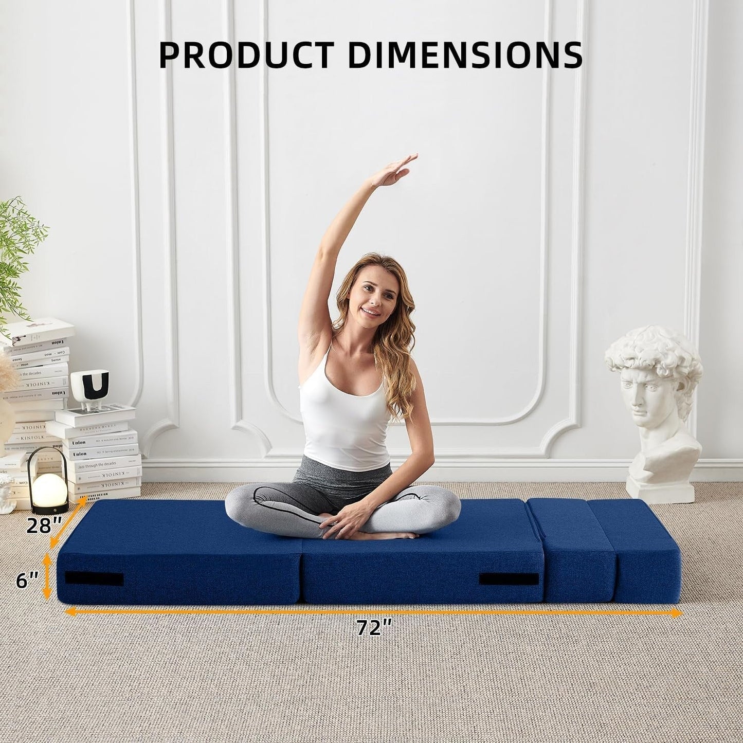 Canapé-lit convertible et pliable - Fauteuil-lit moderne en lin avec coussin et matelas pliable pour salon/chambre d'étudiant/chambre d'amis