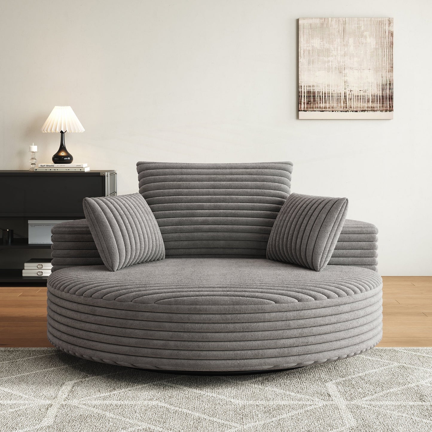 Fauteuil pivotant à une place en mousse et chenille cordouroy
