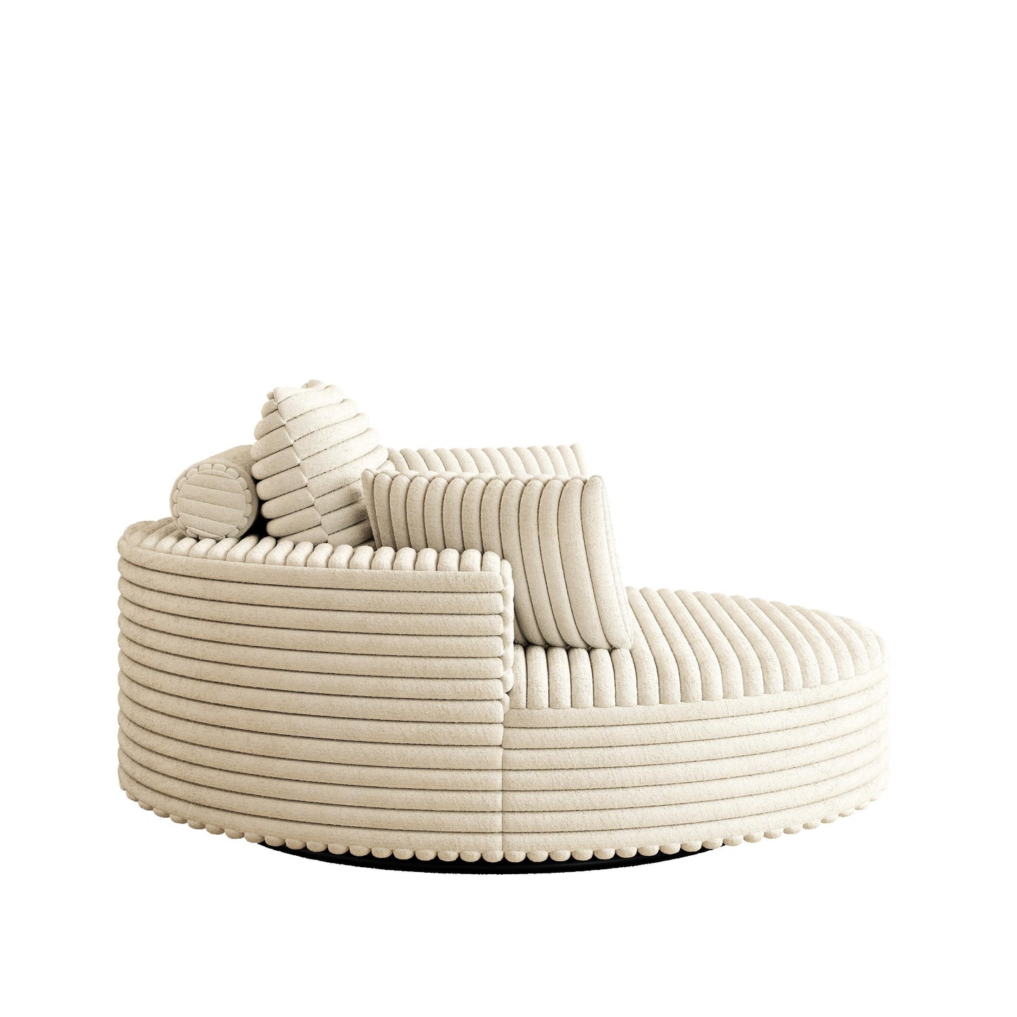 Fauteuil pivotant à une place en mousse et chenille cordouroy