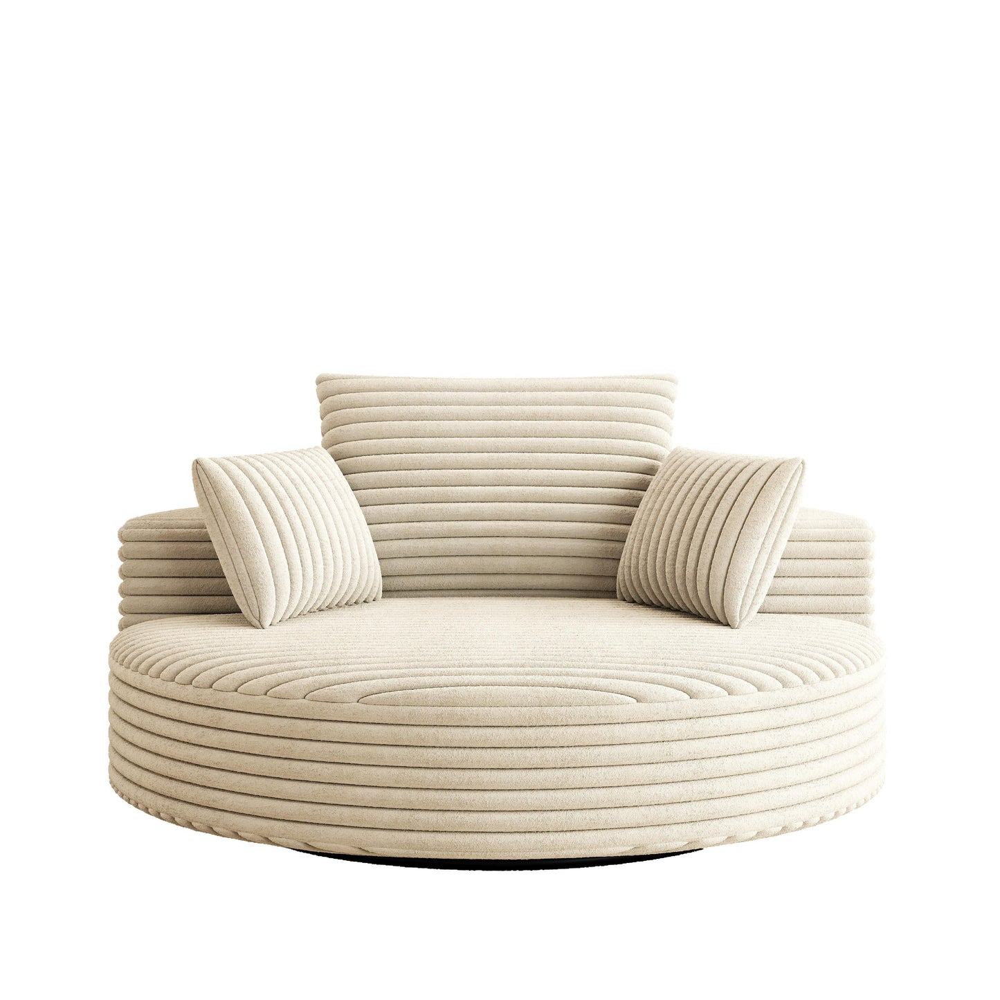 Fauteuil pivotant à une place en mousse et chenille cordouroy