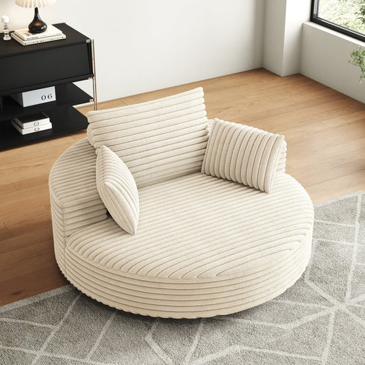 Fauteuil pivotant à une place en mousse et chenille cordouroy