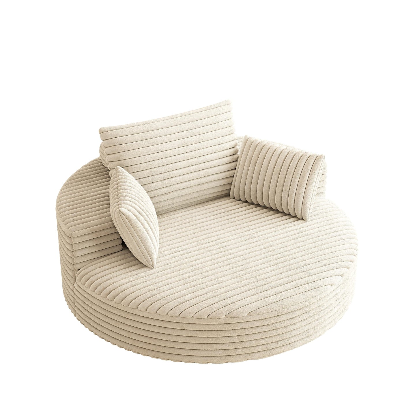 Fauteuil pivotant à une place en mousse et chenille cordouroy