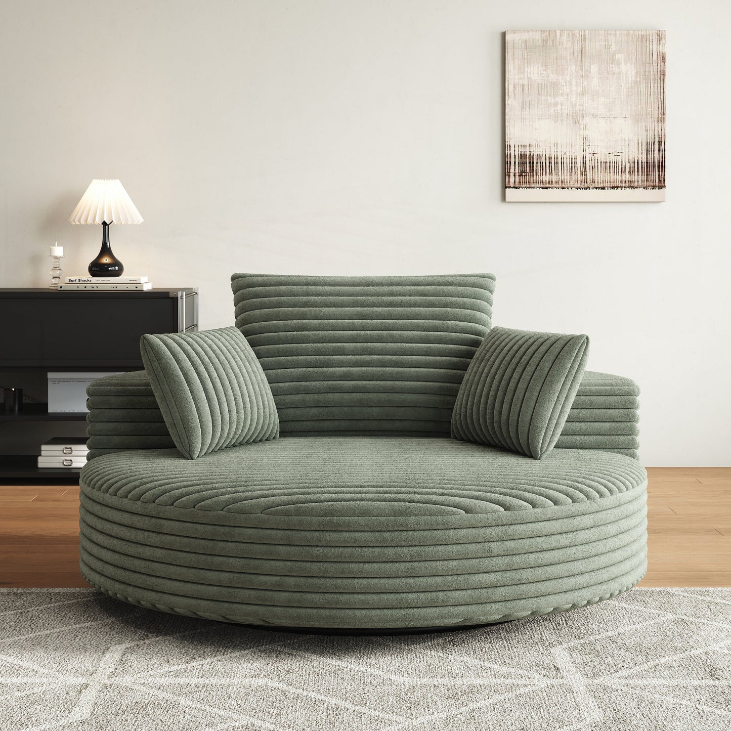 Fauteuil pivotant à une place en mousse et chenille cordouroy