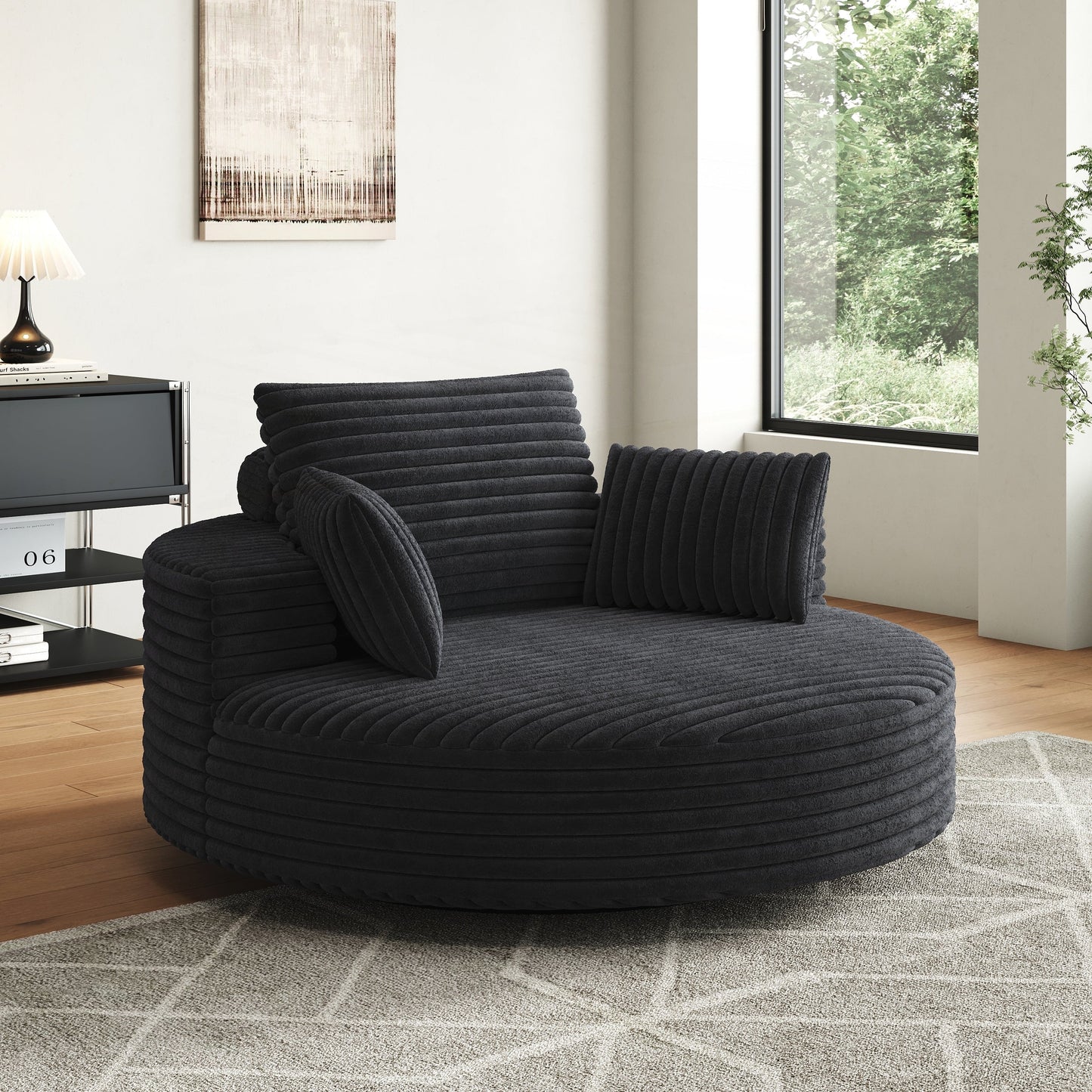 Fauteuil pivotant à une place en mousse et chenille cordouroy