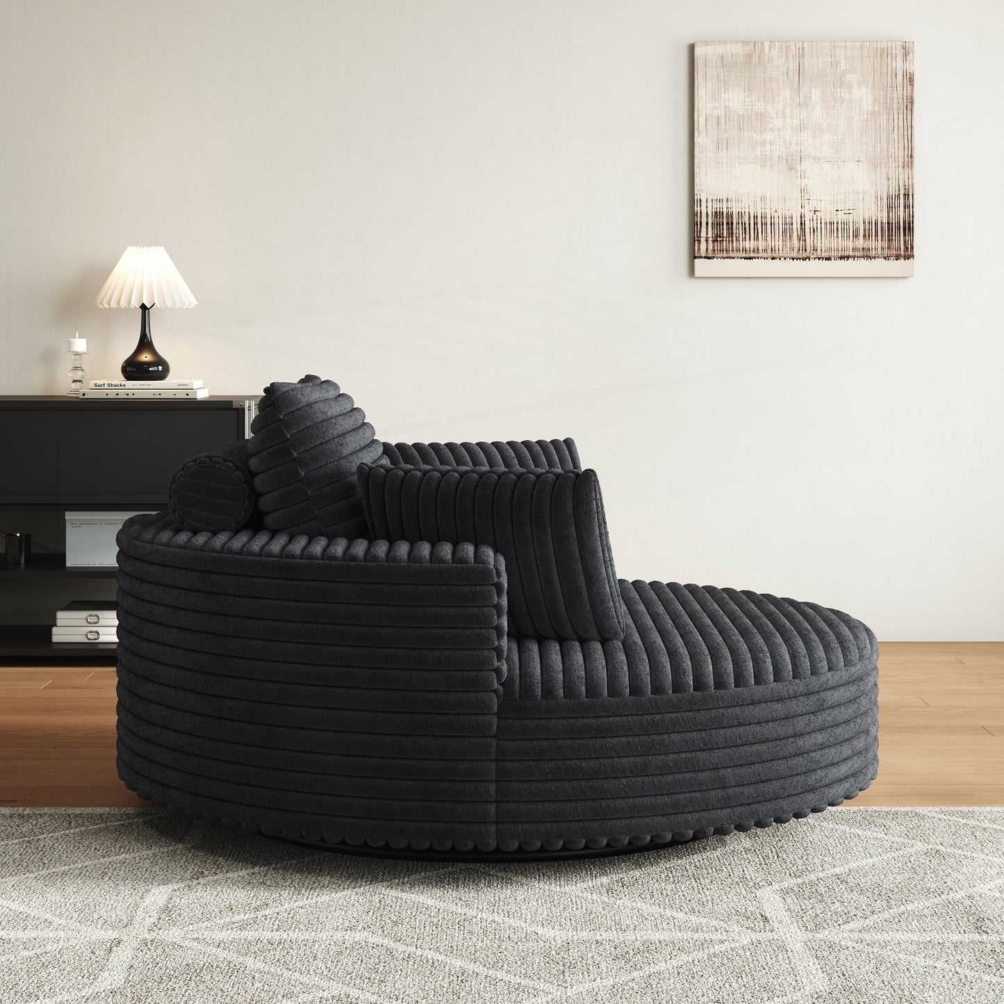 Fauteuil pivotant à une place en mousse et chenille cordouroy