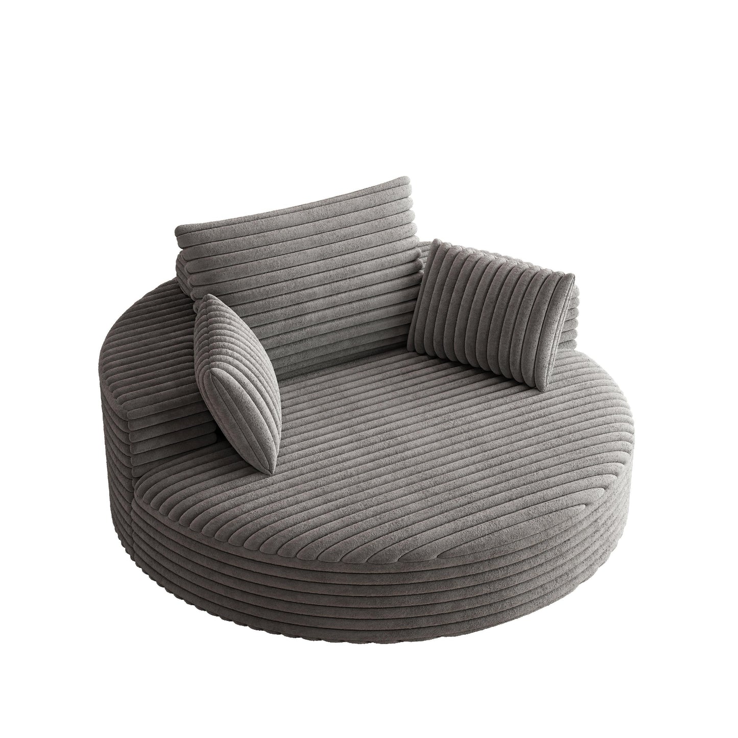 Fauteuil pivotant à une place en mousse et chenille cordouroy