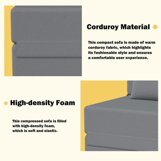 Canapé d'angle convertible et pliable en velours côtelé