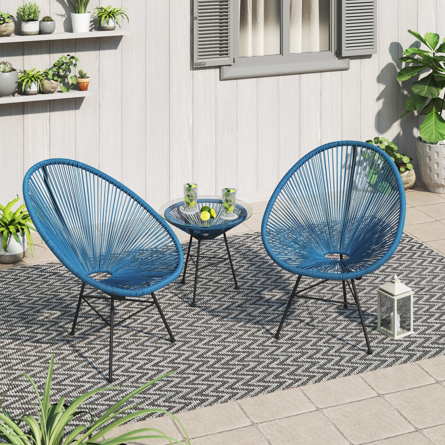Ensemble de bistro moderne en osier Acapulco Corvus Sarcelles, 3 pièces