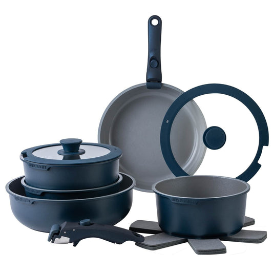 Ensemble de cuisine Country Kitchen 16 pièces pour camping-car, en céramique, avec poignées amovibles, compatible avec le four.