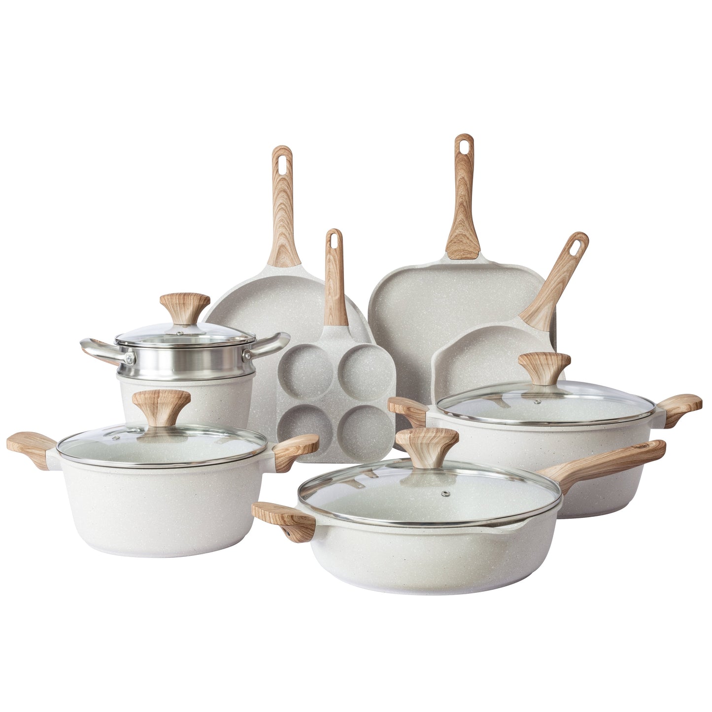 Country Kitchen - Ensemble de 13 pièces pour cuisinière à induction, casseroles et poêles en aluminium coulé avec poignées en BAKÉLITE.