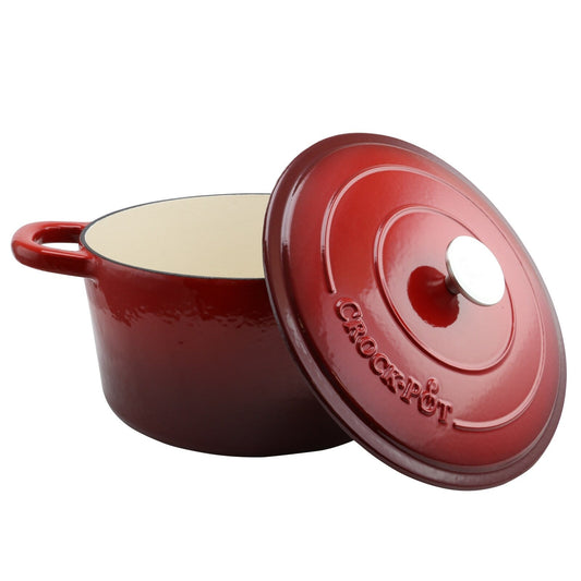 Poule à ragoût ronde en fonte de fer avec deux poignées, 7 quarts, rouge poivre, de Craftsman