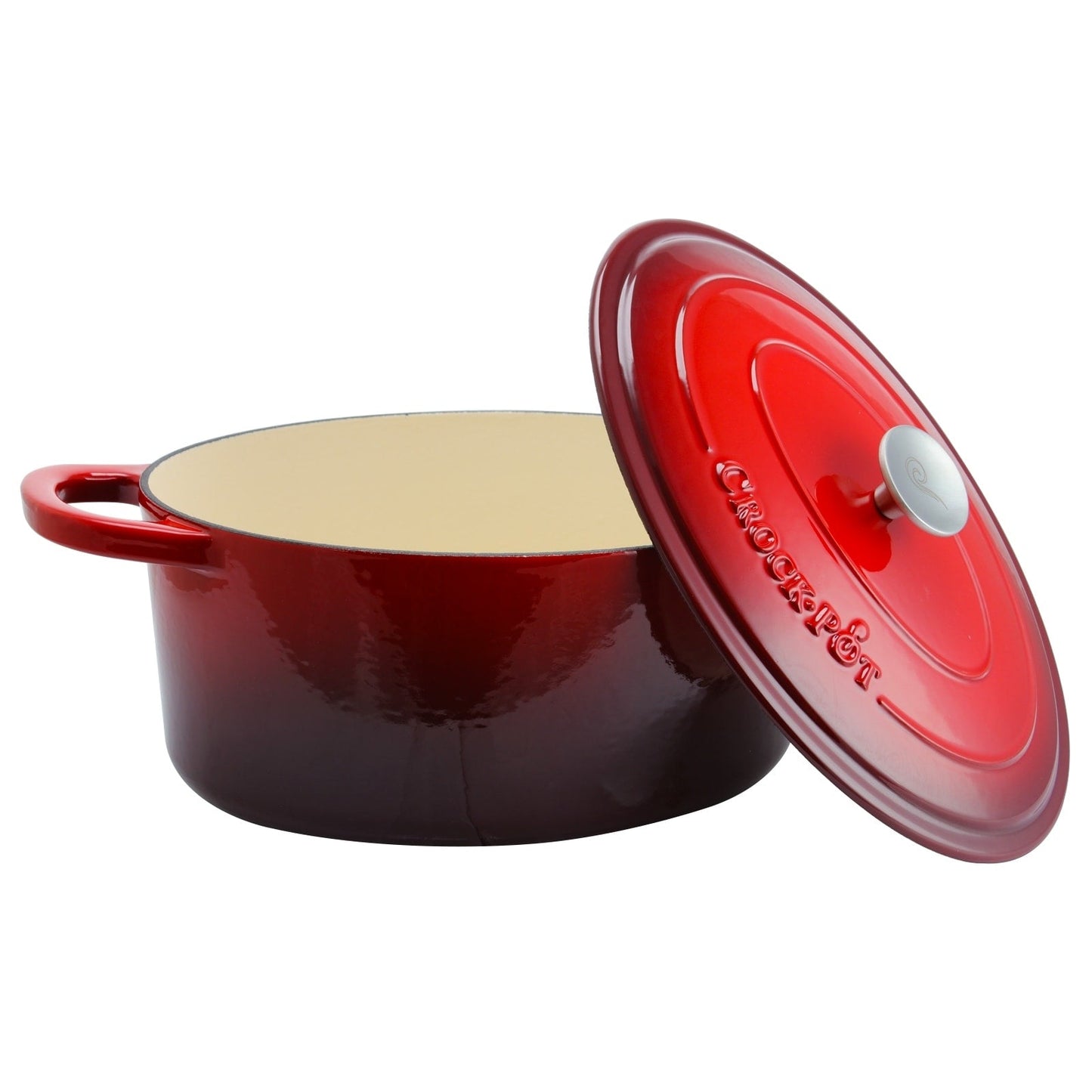 Casserole en fonte émaillée ovale de 7 quarts Crock Pot Artisan, rouge écarlate