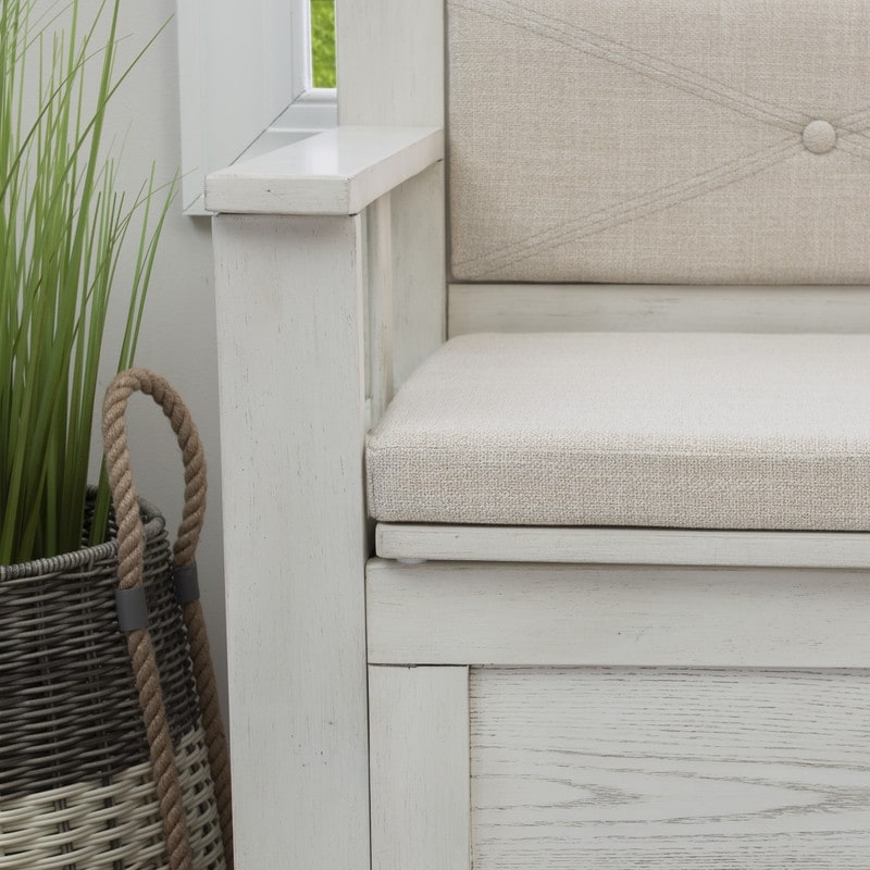 Banc d'entrée avec rangement et couvercle relevable en bois Dahlia