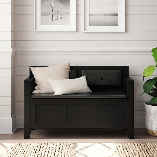 Banc d'entrée avec rangement et couvercle relevable en bois Dahlia