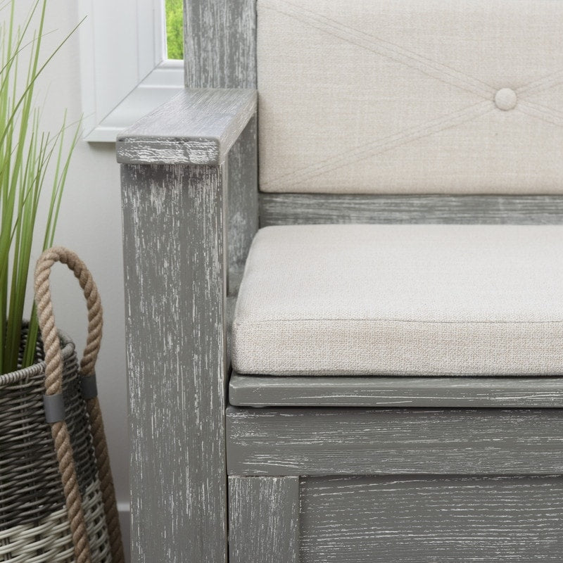 Banc d'entrée avec rangement et couvercle relevable en bois Dahlia