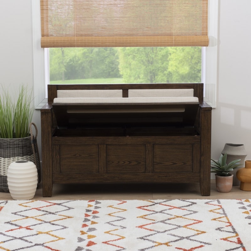 Banc d'entrée avec rangement et couvercle relevable en bois Dahlia