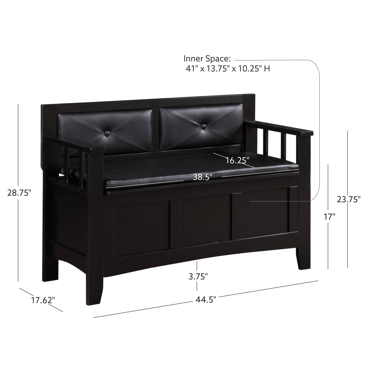 Banc d'entrée avec rangement et couvercle relevable en bois Dahlia