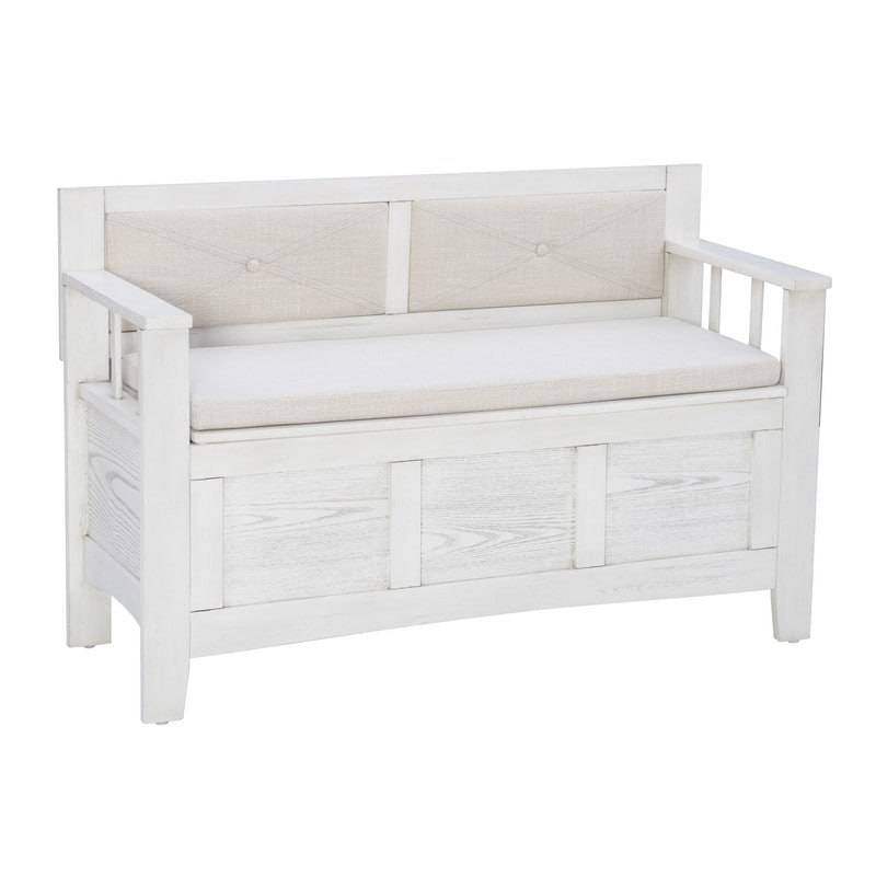 Banc d'entrée avec rangement et couvercle relevable en bois Dahlia