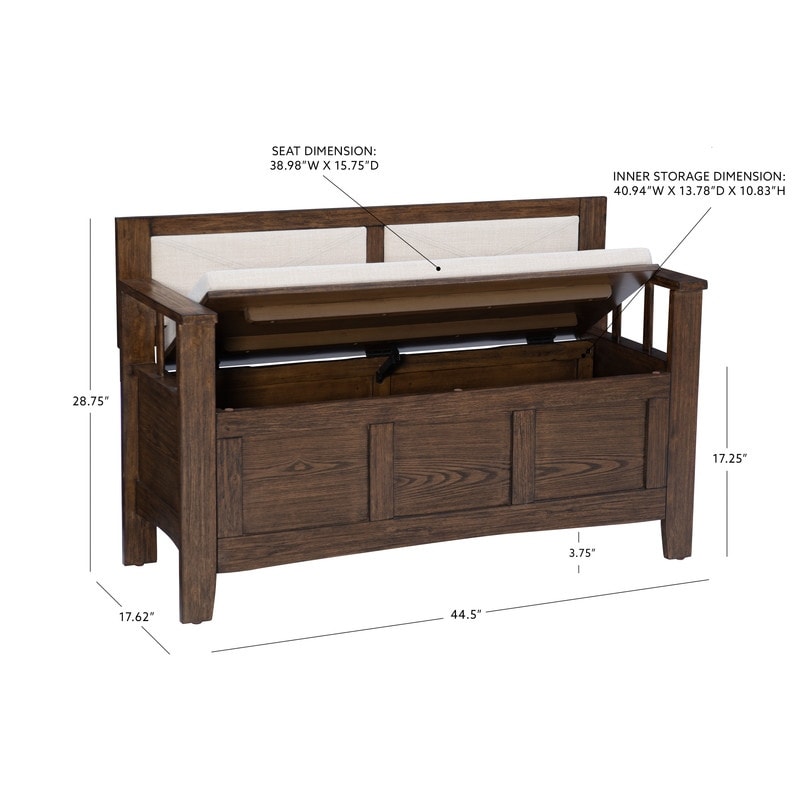 Banc d'entrée avec rangement et couvercle relevable en bois Dahlia