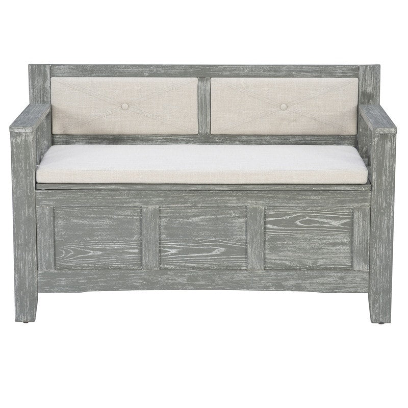 Banc d'entrée avec rangement et couvercle relevable en bois Dahlia