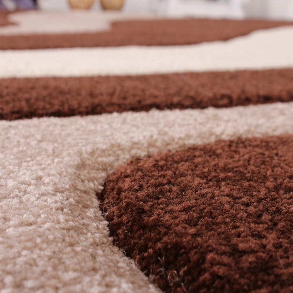 Designer Area Rug with Contour Cut and Modern Wave Pattern
