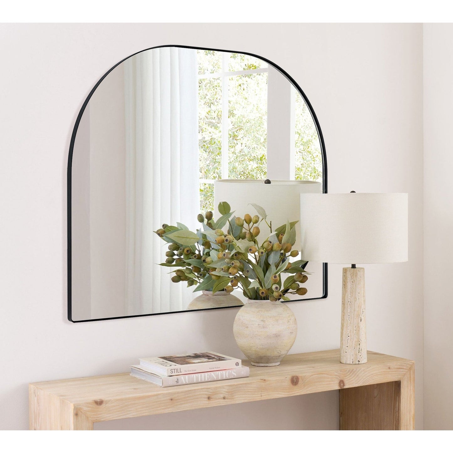 TEHOME Dezerae Grand miroir à arche pour cheminée, 102 cm (L) x 81 cm (H)
