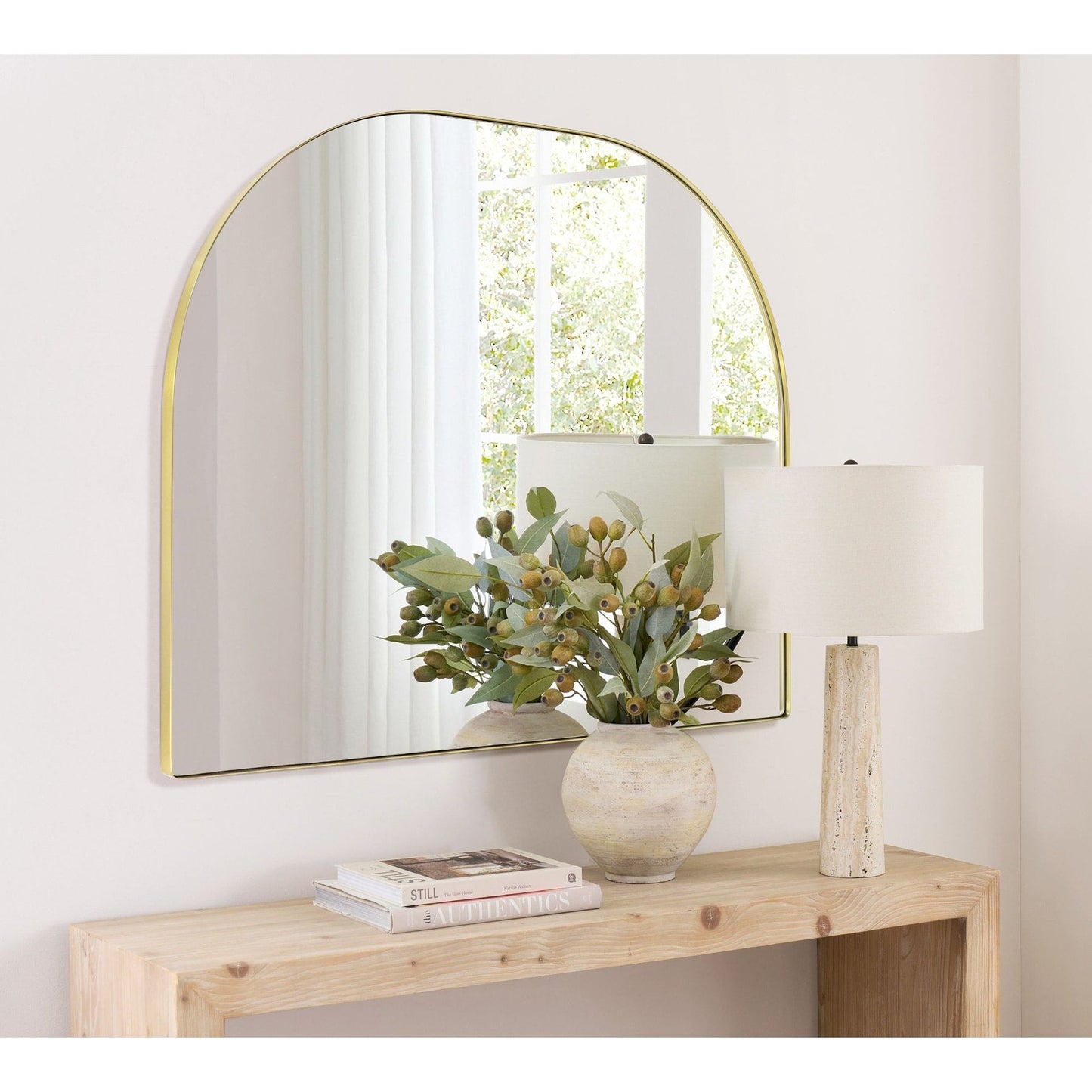 TEHOME Dezerae Grand miroir à arche pour cheminée, 102 cm (L) x 81 cm (H)