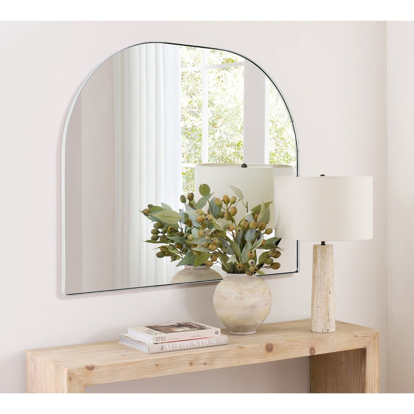 TEHOME Dezerae Grand miroir à arche pour cheminée, 102 cm (L) x 81 cm (H)