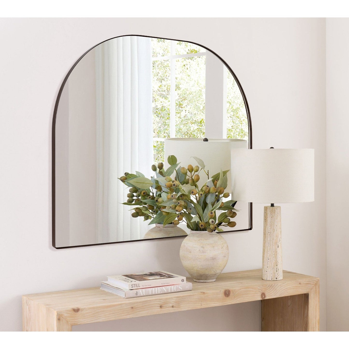 TEHOME Dezerae Grand miroir à arche pour cheminée, 102 cm (L) x 81 cm (H)