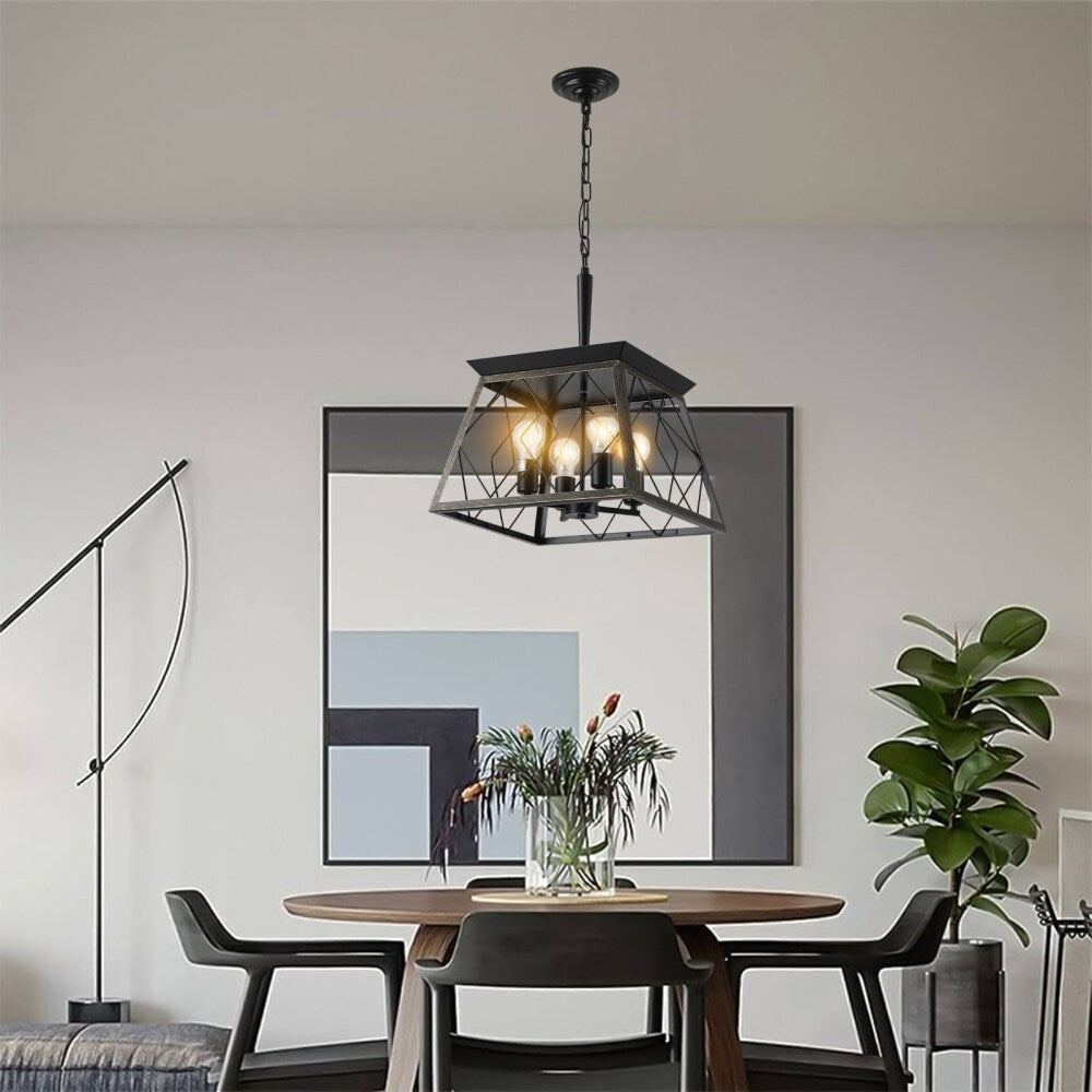 Luminaires à suspension à 4 lumières, style ferme, avec gradation, pour salle à manger, sans ampoules