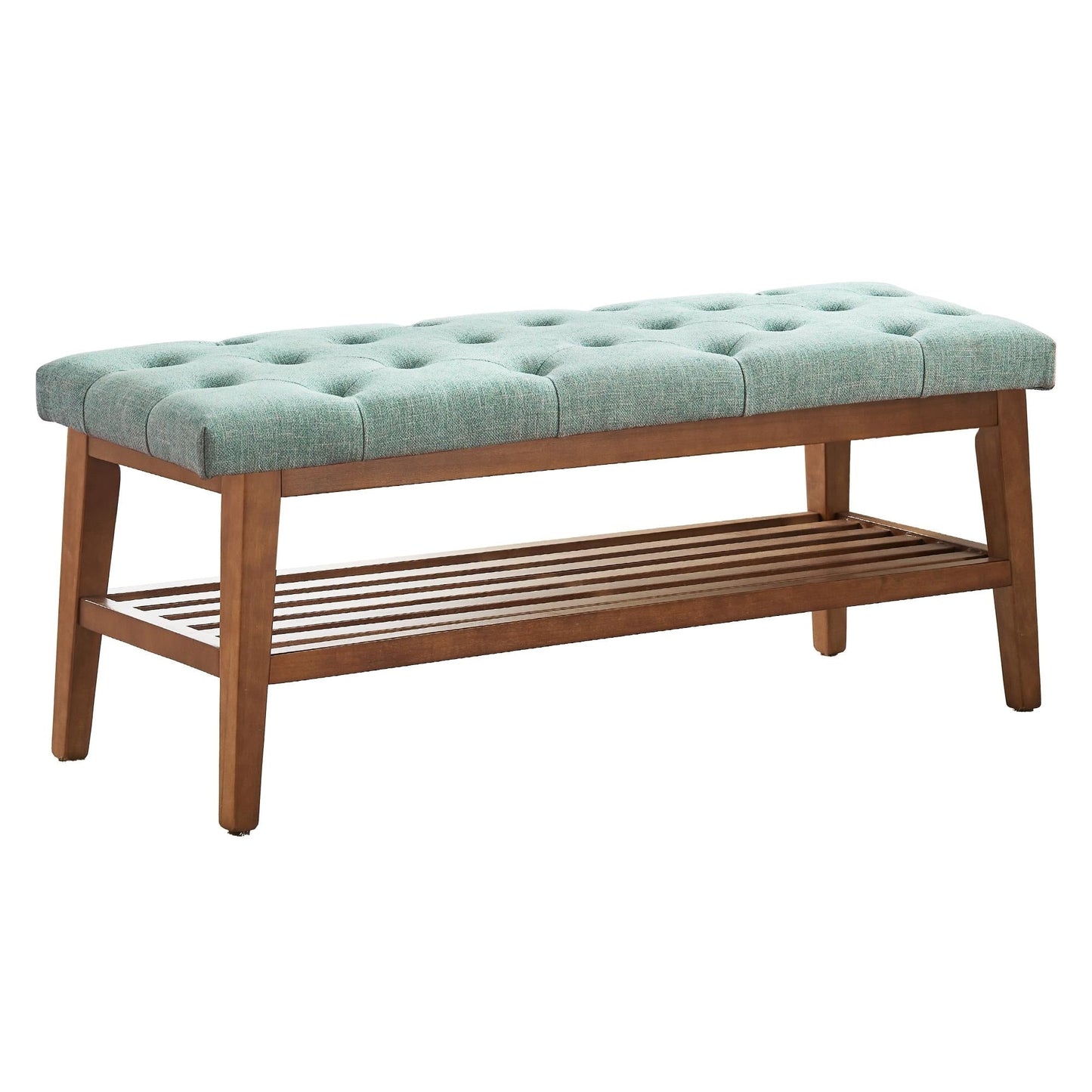 Banc à chaussures d'entrée, banc de rangement, tissu et bois massif, banc rembourré de 109 cm (43 pouces) pour salon et chambres à coucher