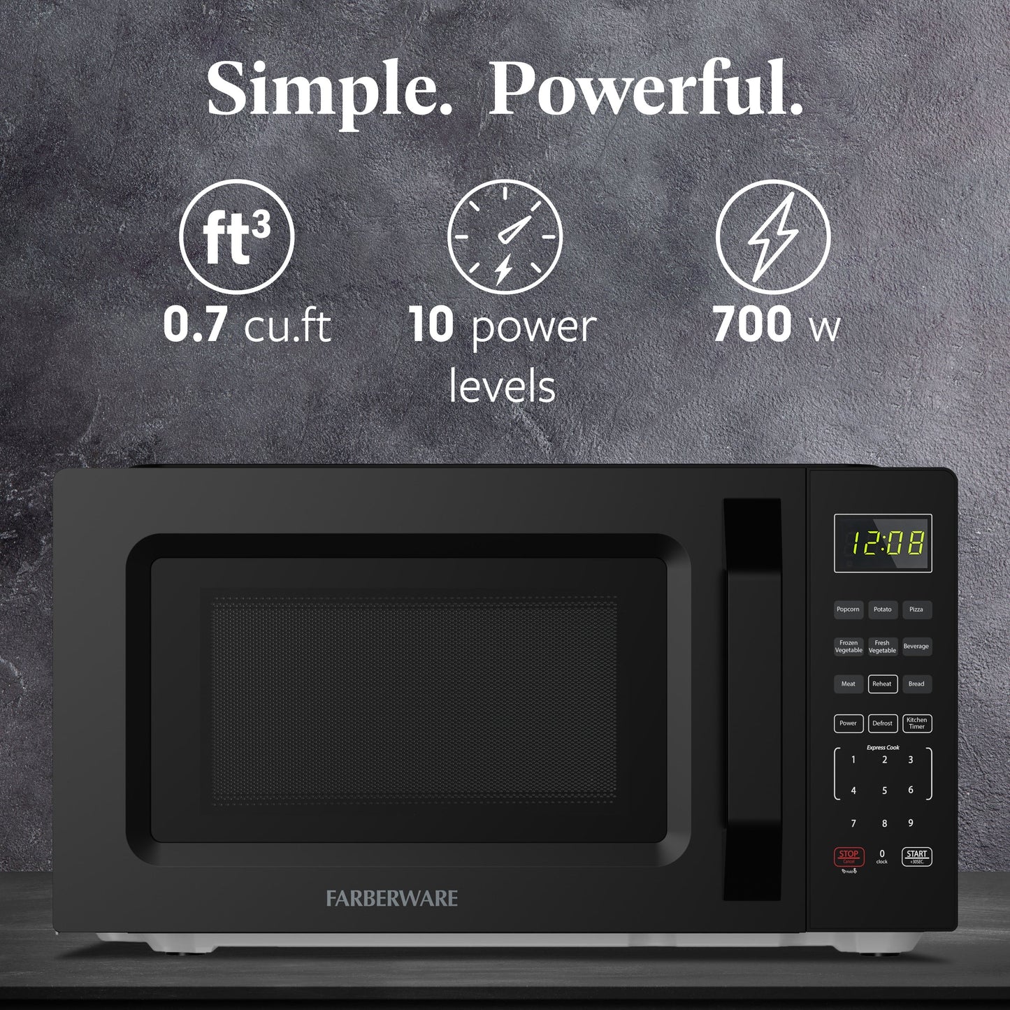 Four à micro-ondes compact de 700 watts pour comptoir de Farberware