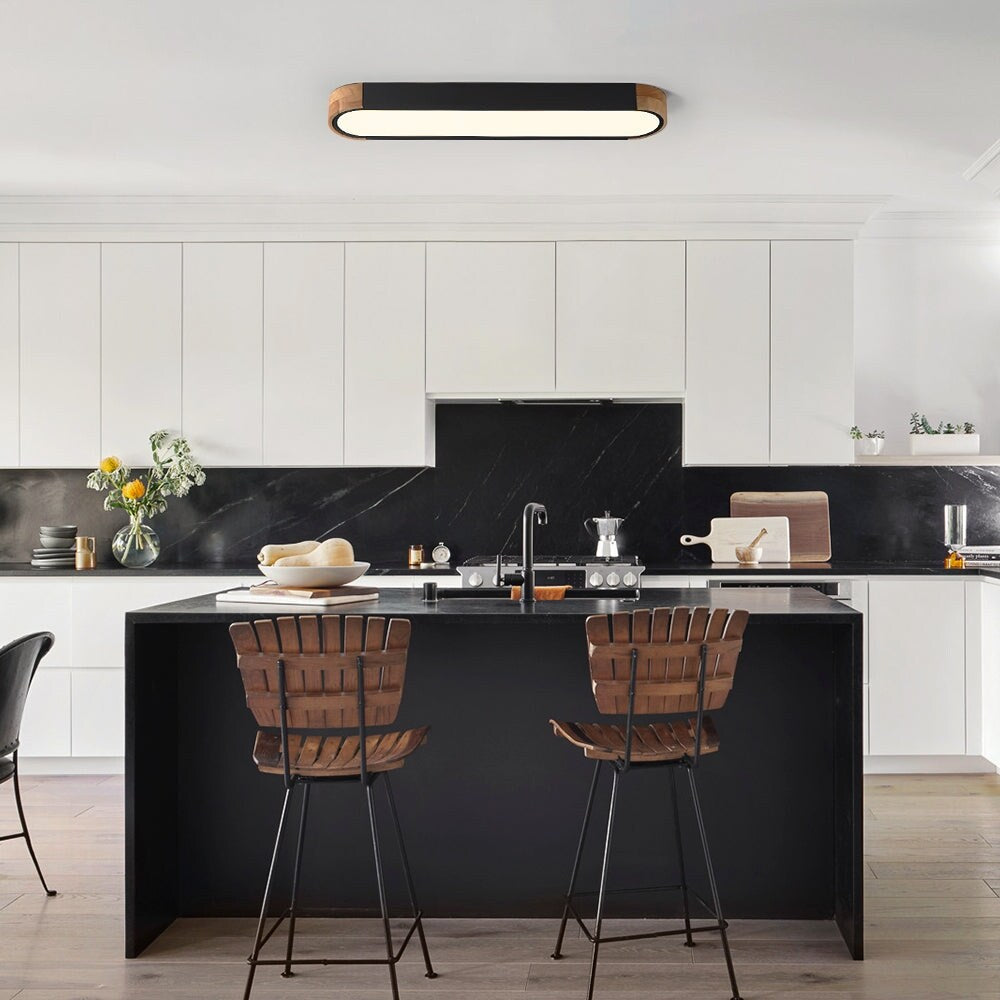 Éclairage encastré ovale allongé en bois style farmhouse, LED dimmable - 37 3000k/6000k