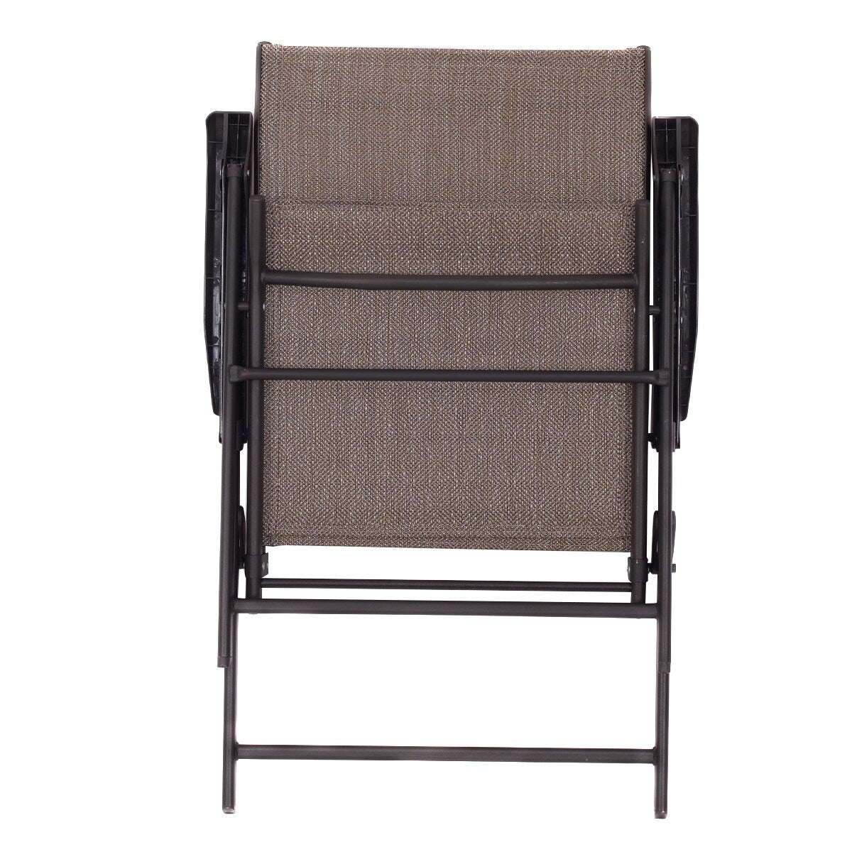 Ensemble de 2 chaises pliantes à dossier en toile pour patio, couleur marron.