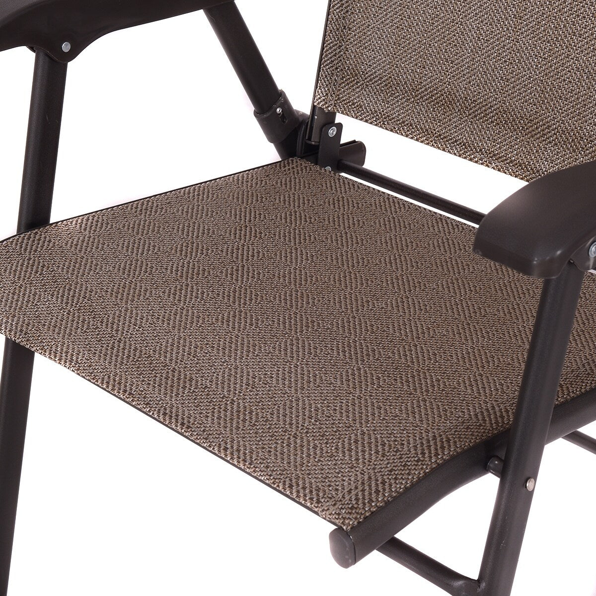 Ensemble de 2 chaises pliantes à dossier en toile pour patio, couleur marron.
