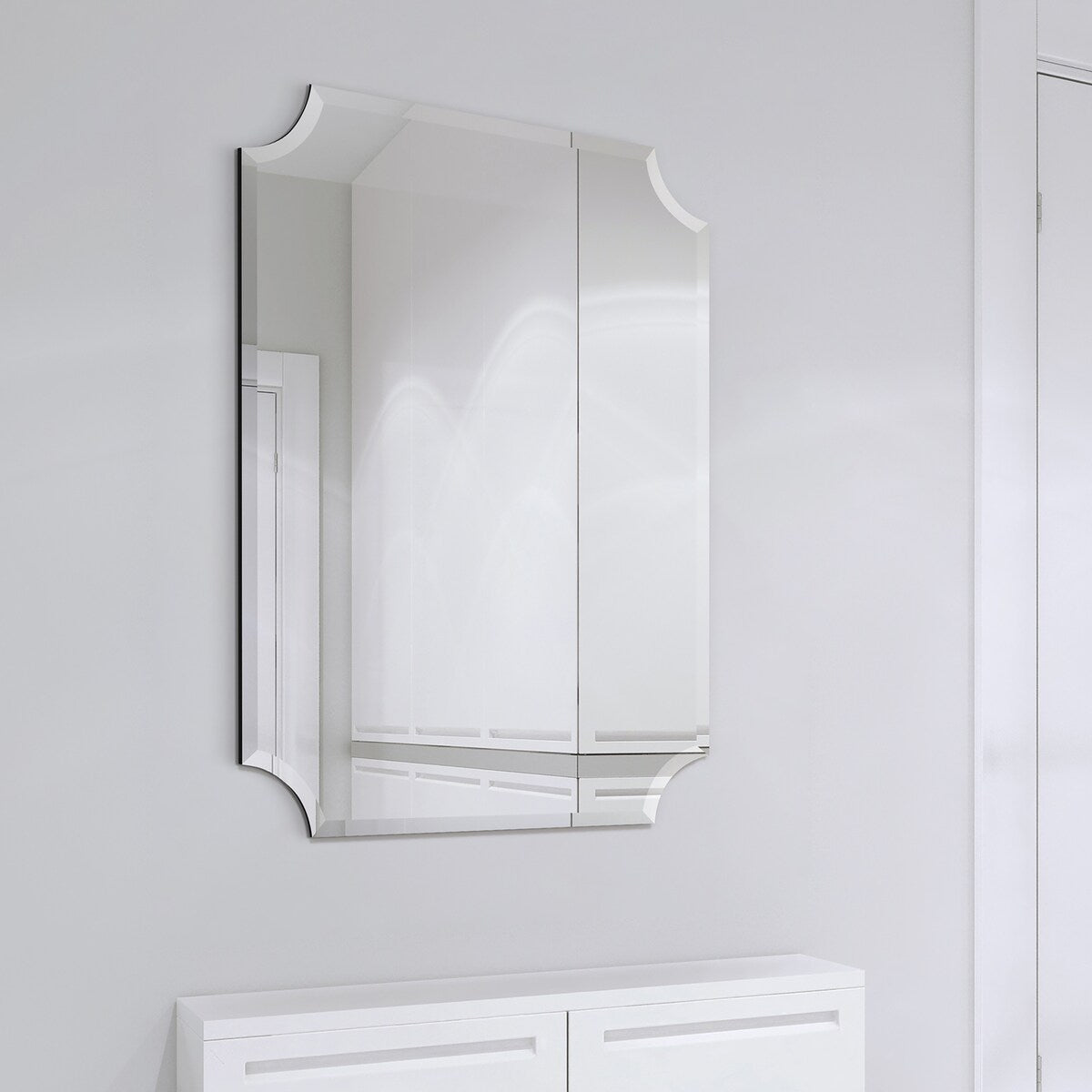 Miroir mural rectangulaire sans cadre, à bords évasés et biseautés, pour salle de bain, meuble-lavabo, chambre à coucher, bord biseauté de 1 côté - Transparent
