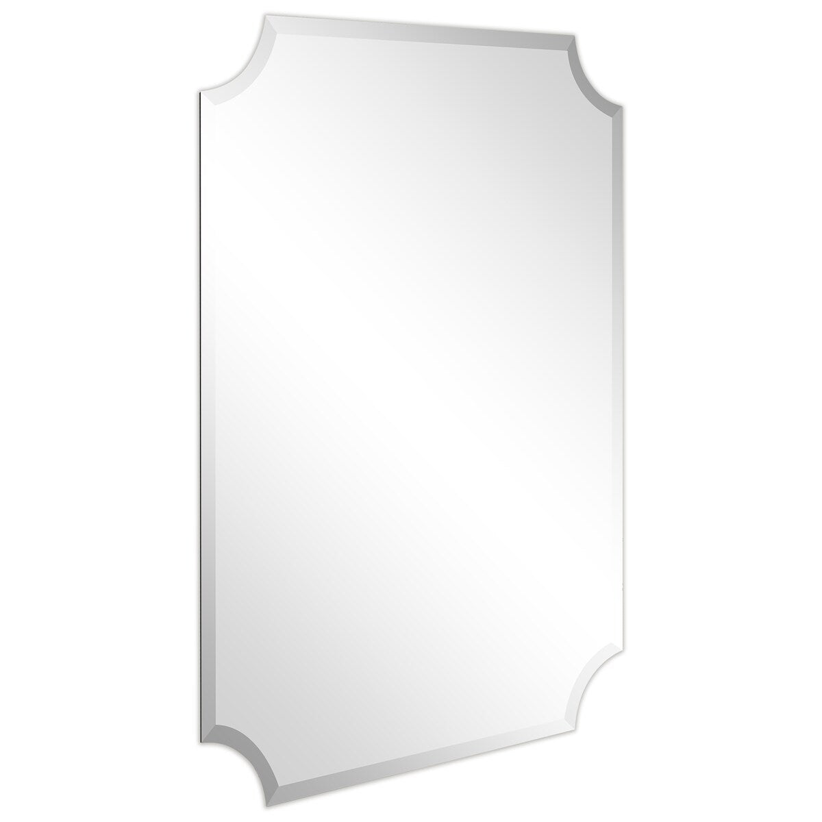 Miroir mural rectangulaire sans cadre, à bords évasés et biseautés, pour salle de bain, meuble-lavabo, chambre à coucher, bord biseauté de 1 côté - Transparent