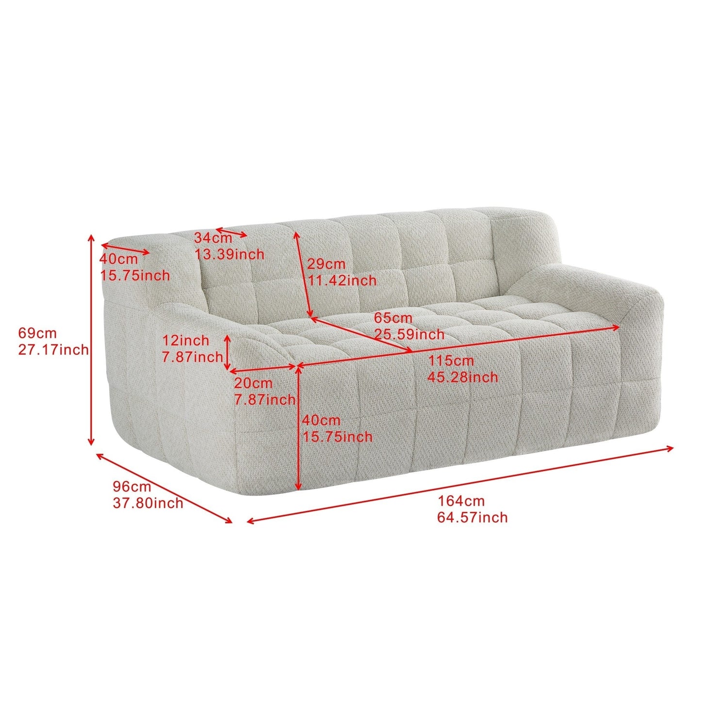 Canapé à compression intégrale, style simplifié, canapé modulaire.