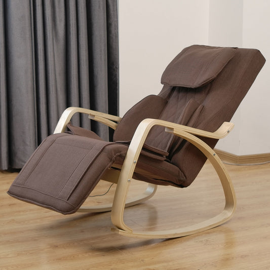 Chaise de relaxation inclinable avec fonction de massage complète, pression d'air, dossier réglable, fonction basculante et coussin en tissu coton.