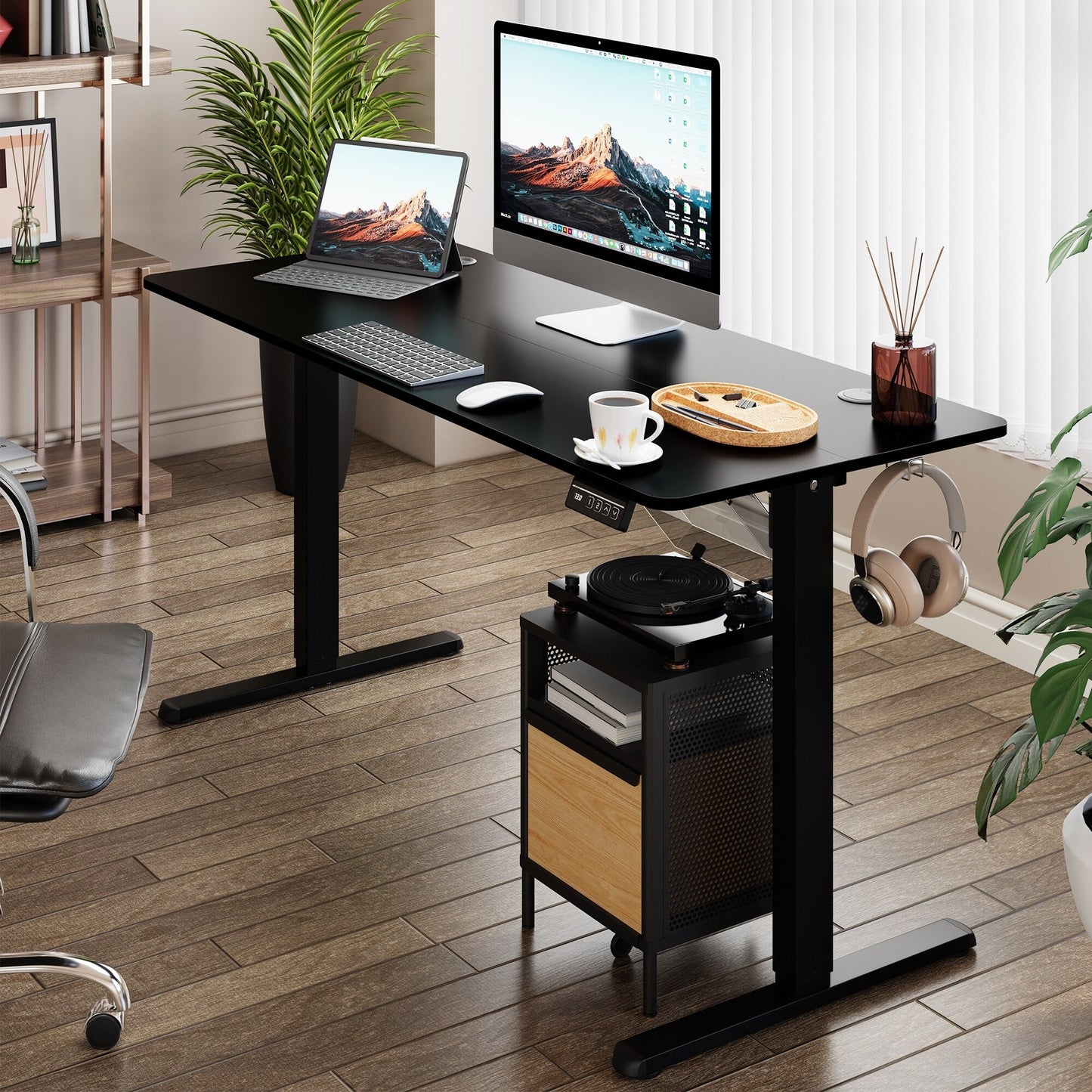 Bureau debout électrique réglable en hauteur Futzca, bureau informatique avec plateau de séparation