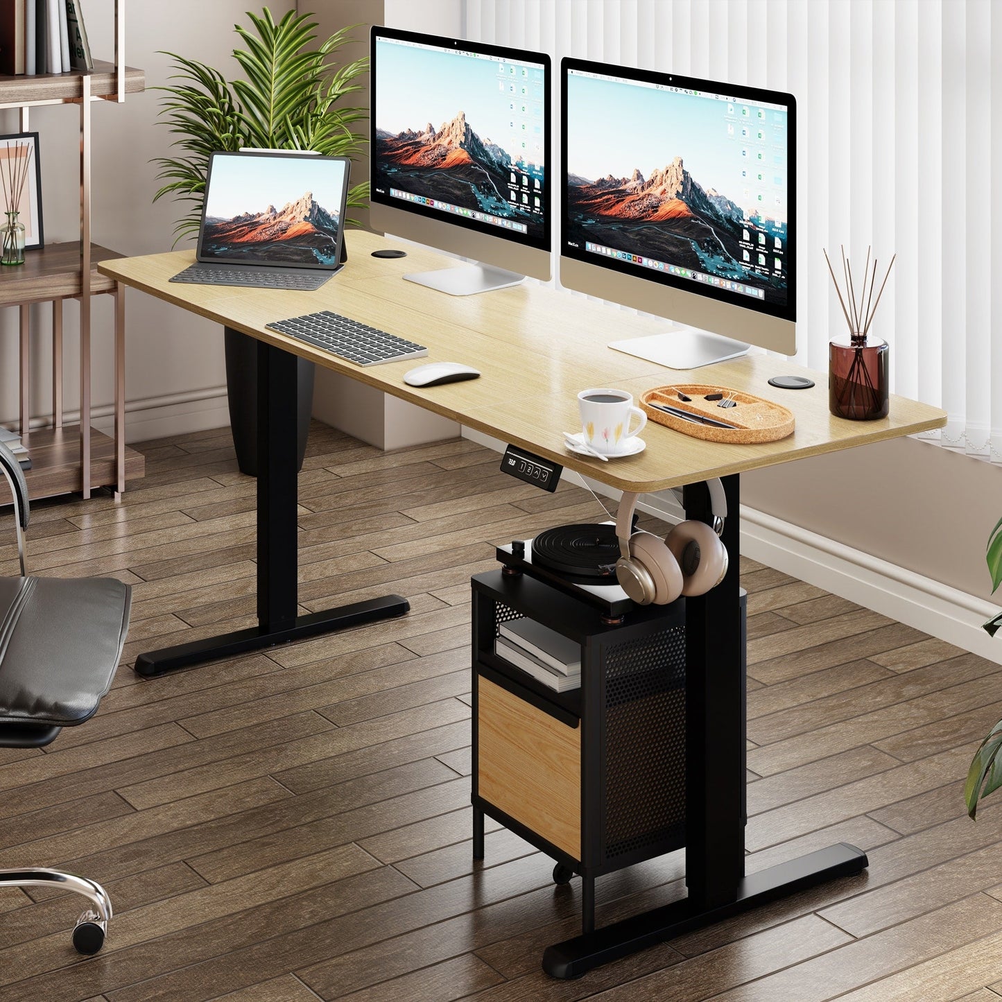Bureau debout électrique réglable en hauteur Futzca, bureau informatique avec plateau de séparation