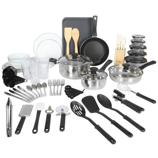 Ensemble de cuisine 74 pièces Gibson Home : ustensiles de cuisine, vaisselle, couverts, ustensiles et gadgets, rangement et verrerie