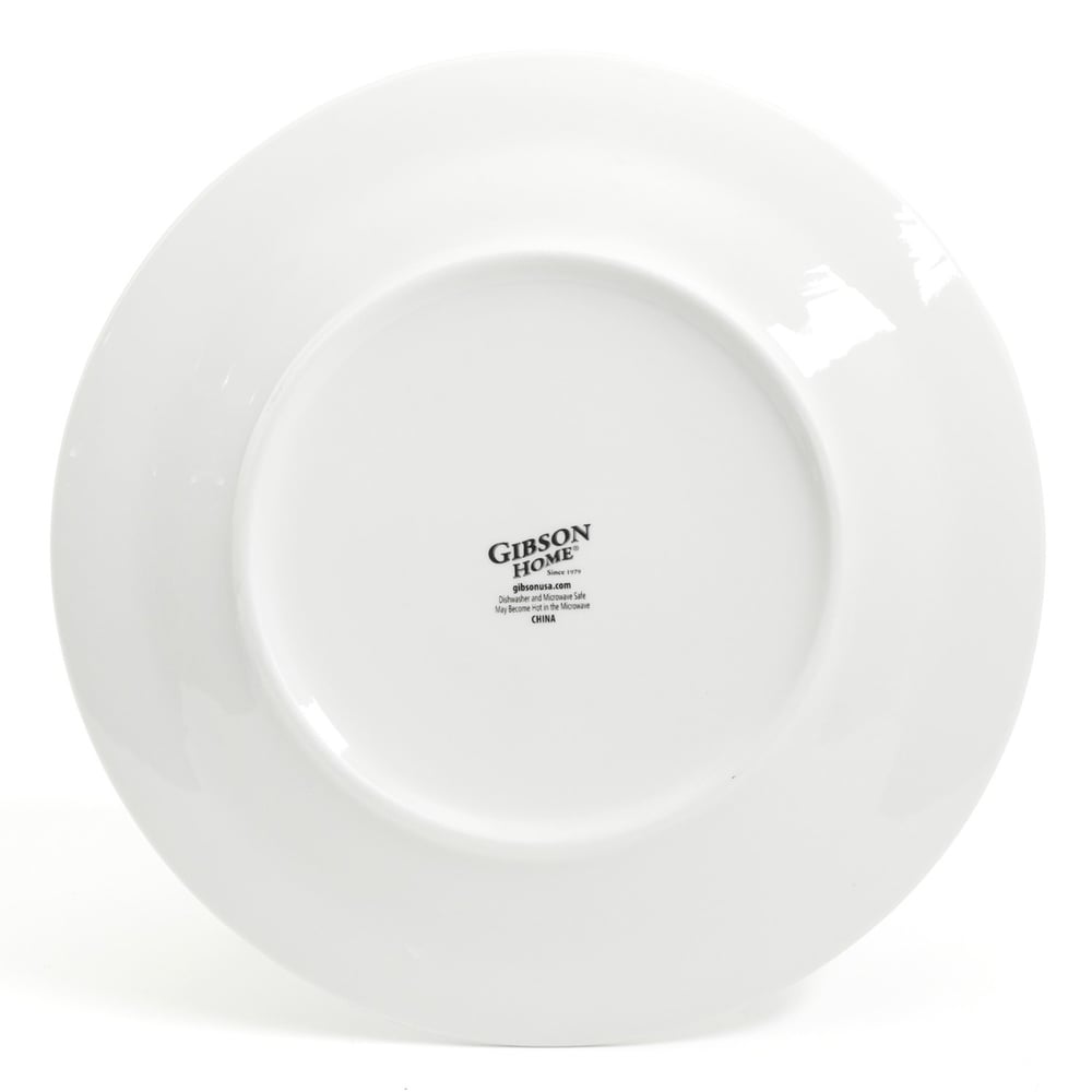 Service de table en céramique Gibson Home Embossed Buffet, 16 pièces, blanc.