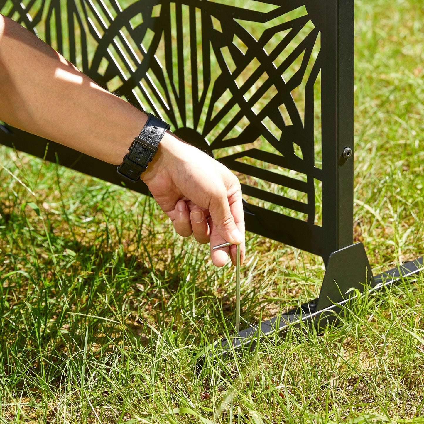 Glitzhome Écran de séparation de pièce, cloison amovible, 3 panneaux, motif floral galvanisé, 1,8 m (6 pieds)
