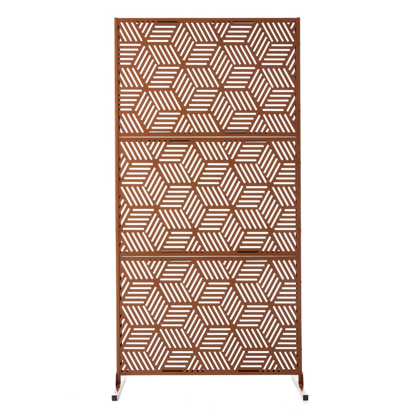 Glitzhome Écran de séparation de pièce, cloison amovible, 3 panneaux, motif floral galvanisé, 1,8 m (6 pieds)
